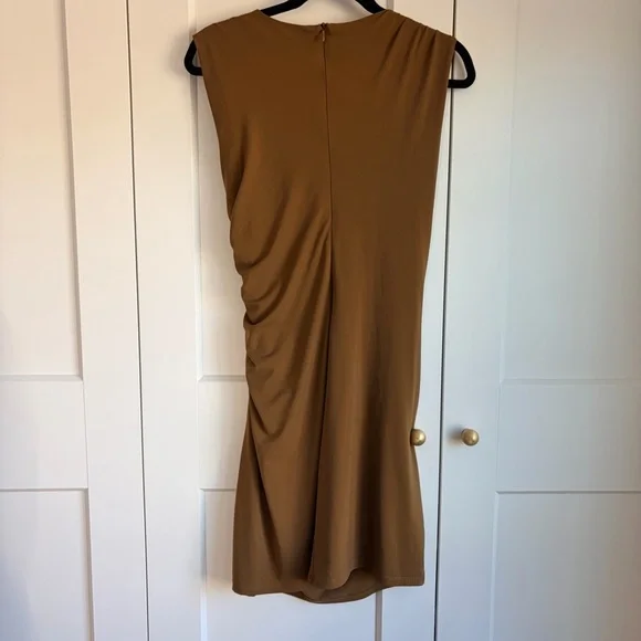 Zara Women's Olive Brown Draped Mini Dress | XL - Picture 3 of 6